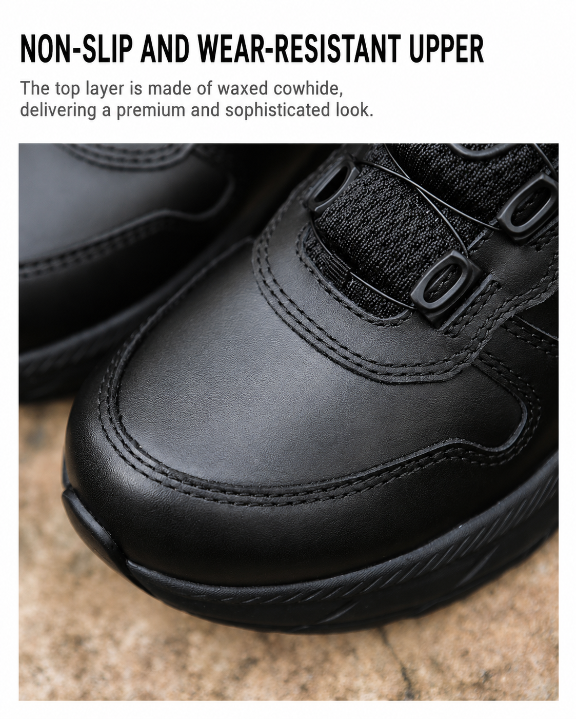 SUOYUE Urban Autumn/Winter Black Low-Top Lace-Up Waterproof Commuter Casual Leather Shoes (Men) 25502BLACK-42